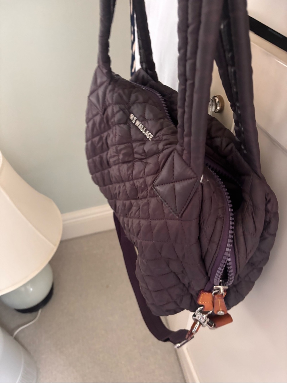 MZ Wallace Quilted Shoulder Bag in Plum Nylon - Picture 4 of 4